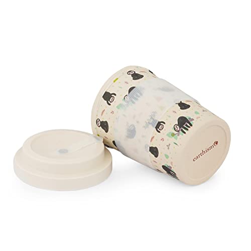 Image of Eco-Friendly Bamboo Fibre Travel Reusable Coffee Mug with lid 350 Ml (Lazy Sloth)