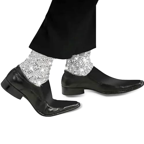 Silver Sequin Sock Covers Dance Socks Costume for Men Women Dress Up Halloween Glitter Short Foot Covers 80s 90s Pop Star Costume Dance Party Sock