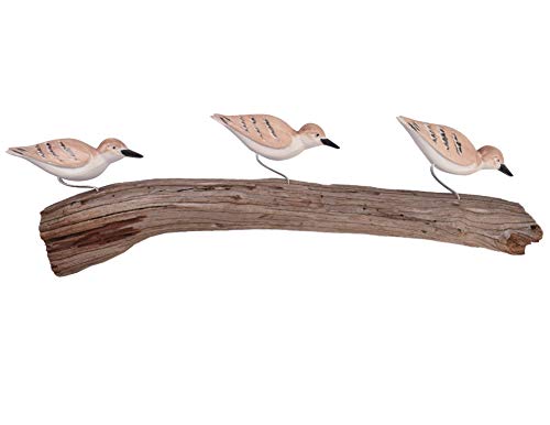 Artistic Woodworking American Made Sandpiper Birds on Driftwood Wall Sculpture, 20'