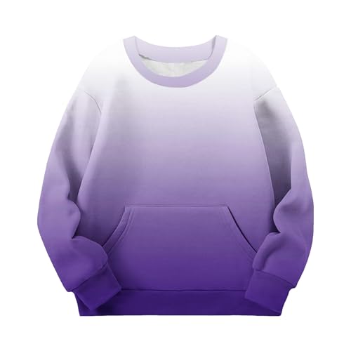 Kids Gradient Sweatshirts for Boys Girls Crewneck Sweatshirt Long Sleeve Pullover Tops with Pocket 2-12 Years4