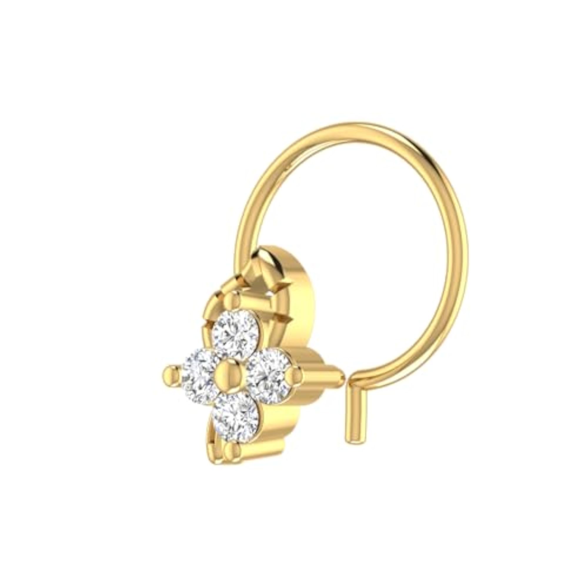 Women's 9K Hallmarked Yellow Gold Stud Nose Ring, Elegant Design