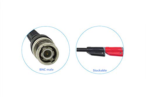 Image of Measurement & Analysis Instruments Digital Multimeters & Oscilloscopes - BNC Q9 to Dual 4mm Stackable Shrouded Banana Plug with Test Leads Probe Cable 100CM