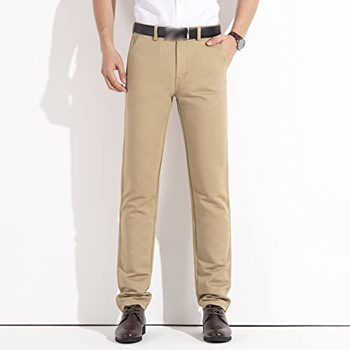 Men's Comfort Stretch Cotton Chino Pants Loose Casual Elastic Waist Trousers Flat-Front Dress Pants Sweatpants2