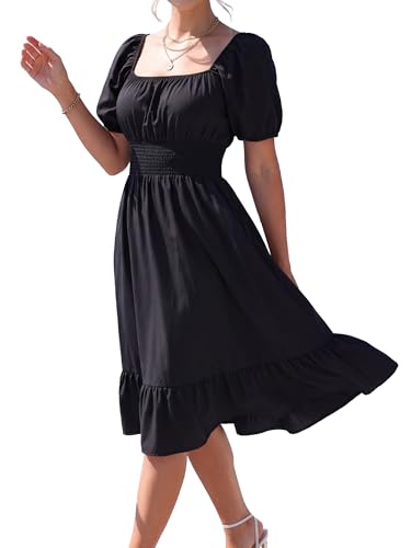 Robe midi chic col carré Ever-Pretty pour silhouette affinée en cocktail
