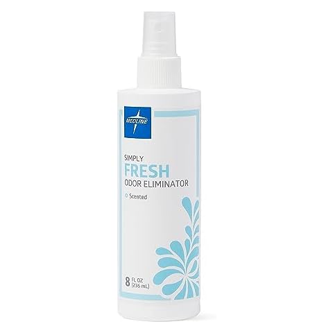 Medline Simply Fresh Odor Eliminator 8 Oz Spray, Lightly Scented, Pump Bottle, Convenient Odor Neutralizer, Bathroom, Home, Pets, Healthcare, 1 Bottle Cover