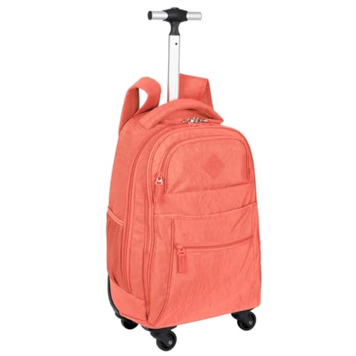 Mochila Carrinho Sestini Rolling Grande 4 Rodas Escolar Cor:Apricot