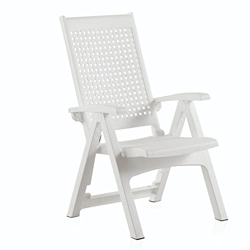 Shaf Jardin en métal | Chaise extérieure Multiposition de Couleur Blanche | Fabriquée en Espagne avec des matériaux recyclés, Blanc, 85 x 63 x 108 cm