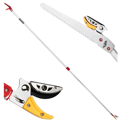 VINGLI 4-in-1 Telescopic Tree Trimmer, Extendable Pole Pruner with Adjustable Handle, Safety Lock & Removable Saw Blade, Branch Cutter, Fruit Picker, Cutting Diameter Up to 1/2 Inch (5.9-9.8FT)