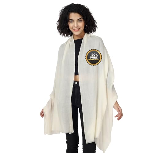 PASHWRAP Ultra-Thin Merino Wool Scarf Soft & Warm, Featherlight Cozy Luxurious Shawl For Women, Perfect For Travel