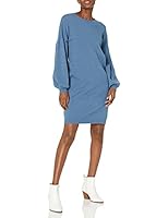 The Drop Women's Aiko Puff Sleeve Mini Sweater Dress, Blue Sapphire, XXS