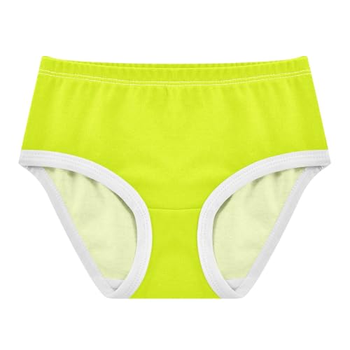 Neon Yellow Green Solid Color Girls Cotton Underwear for Toddlers Soft Breathable Neon Yellow Green Panties, 2T - 8Y