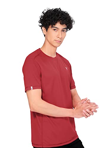 Image of TECHNOSPORT Men's Slim Fit Polyester Activewear Sports T-Shirt with Moisture-Wicking Comfort for Workout, Running & Gym