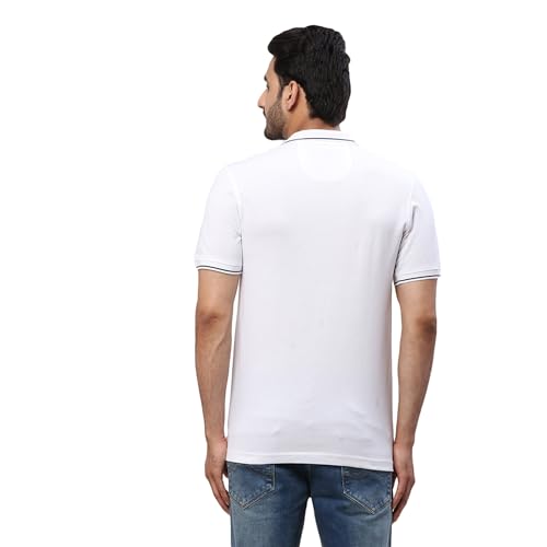 Image of Raymond Men's Modern Fit Solid Pattern Pure Cotton Half Sleeve Polo Neck Casual T-Shirt