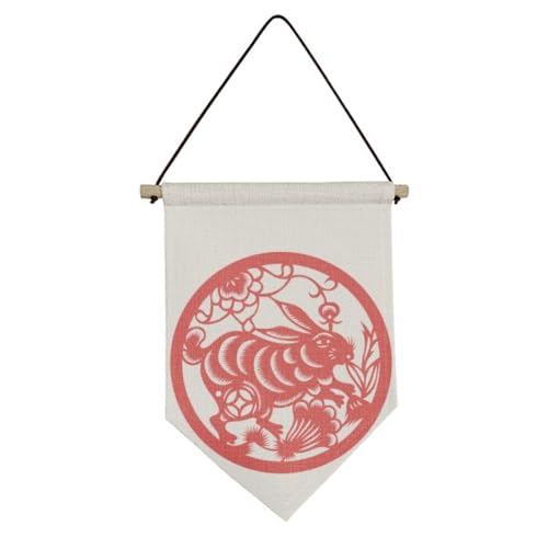 Bannière décorative en toile haut de gamme motifs lapins style origami