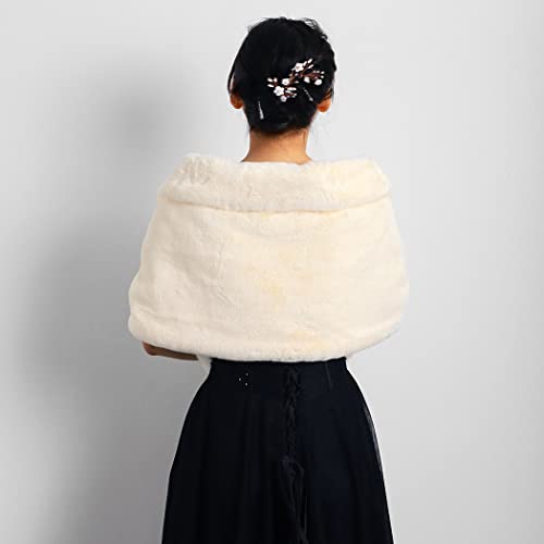 Wedding Faux Fur Shawl 20s Rabbit Wraps Bridal Fur Cover Up Party Cloak Coat Sweater Accessories for Women2