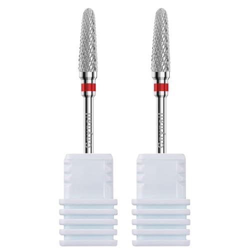 Cnynail 3/32" 2PCS Clean Cone Bits Fine Grit Carbide Cuticle Cleaner Bit for Electric Nail Drills – Professional Manicure Tool for Nail Salons and Home Use (F Grit. Silver)