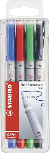 STABILO - Folienstift - OHPen universal - wasserlöslich fein - 4er Pack - grün rot blau schwarz