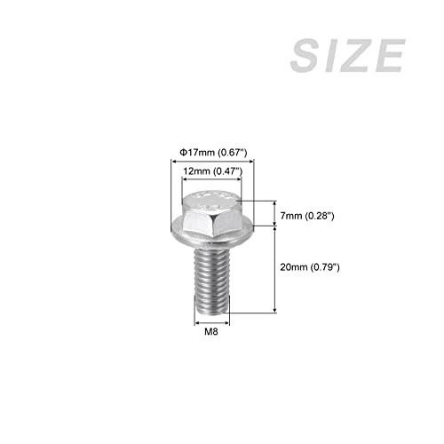 Image of METALLIXITY Flanged Hex Head Bolts (M8x20mm) 25pcs, Hexagon Flange Bolt Carbon Steel Screw - for House Construction Hardware Fasteners
