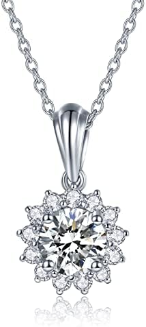 IMOLOVE Moissanite Solitaire Pendant Necklaces for Women Sterling Silver with 18K White Gold Plated 1-3 Carat D Color VVS1 Clarity Mossanite Jewelry for Women