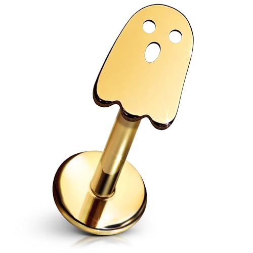 Ghost Flat Back Stud – Single Titanium Earring, Push Pin Design for Sensitive Ears — (Single Earring)