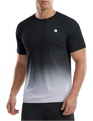 Image of PINSPARK Workout Shirts for Men UPF 50+ Quick Dry Athletic Gym Tee Shirts Mens Short Sleeve Running Cooling Swimming T-Shirt