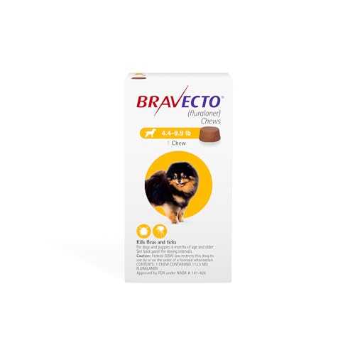 BRAVECTO Chew for Dogs Flea & Tick 1 Chew 12 Week Supply 4.4-9.9 lbs. Yellow Box