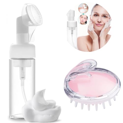 Kit Frasco Pump Espumador Dispensador de Espuma Limpeza Facial SkinCare Com Escova Massageadora Cour