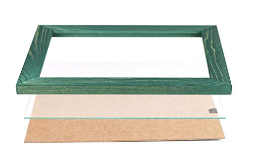 Image of Rustic Wooden Poster Picture Frame 16x20 - Natural Solid Eco Distressed Wood for Wall Mounting Photo Frame - Green
