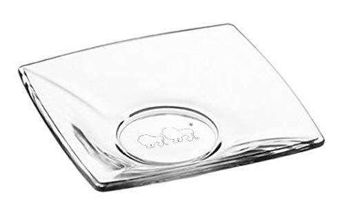 TK-800 Kare - Square Glass Coasters for Turkish Tea Glasses, Pack of 6, Transparent, ~10.1 cm x 10.1 cm, 200.218