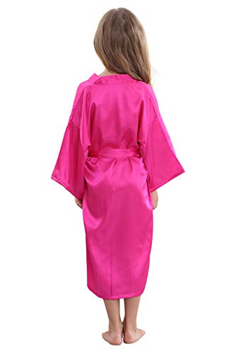 Timsophia Kids Satin Floral Kimono Robe-Flower Girl Bath Robe For Wedding Party Gift (Rose1, 6#(Height 35.4-39.4 Inches / 3-5 Years)) #TOP3