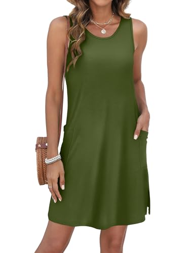 Image of BKRIVE Coverup Summer Dresses for Women 2026 Eyelet Casual Loose Sleeveless Sundresses Tank Dresses with Pockets