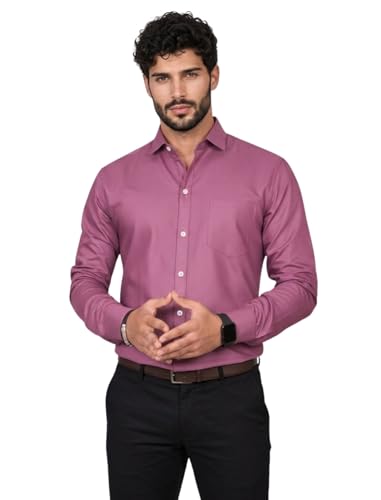 Image of Full Sleeve Black Formal Shirt for Men Cotton Regular Fit Casual - Pure Premium Branded Shirts for Men Formal Stylish Slim Plain Solid Man Wear as Office and Party