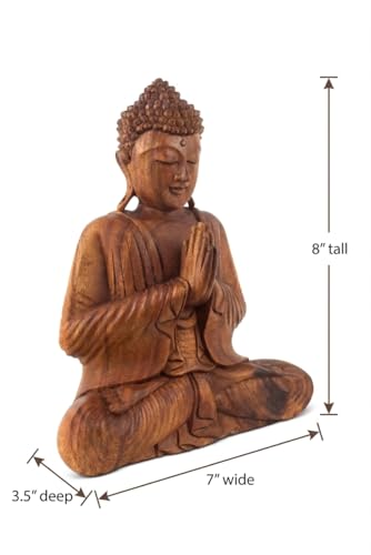 Estatua de Buda sentado de madera de 8 pulg miniatura 5