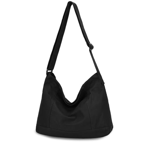 Image of VASCHY Canvas Messenger Tote Bag, Lightweight Casual Crossbody Slouchy Shoulder Hobo Side Bag for Men and Women
