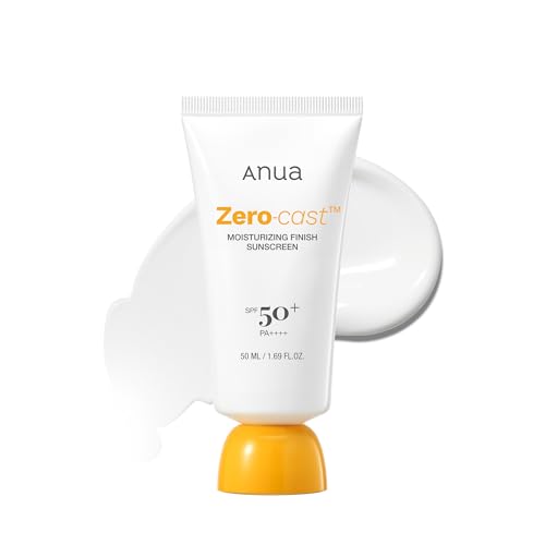 Anua Zero-Cast Moisturizing Sunscreen SPF 50, Glow Natural Sunscreen for face, No White Cast, Hyaluronic Acid, Niacinamide, Oil-Free, Korean Skincare, 1.69 fl.oz