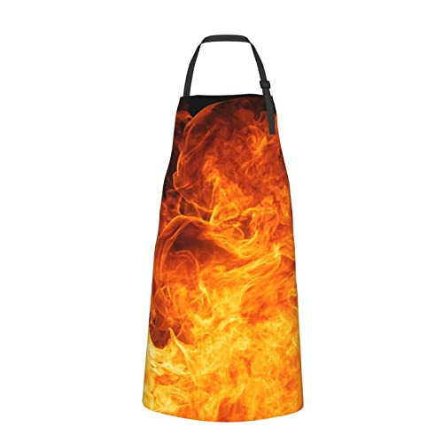 Tablier imprimé flammes noir réglable pour éviter les taches de cuisine