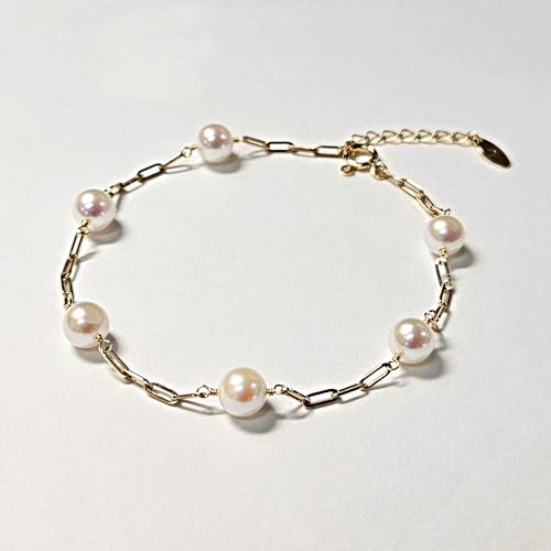 Japanese 5.5mm Akoya Cultured Pearl Bracelet for Women with 18K Yellow Gold | Elegant Design Excellent Gift | Pearl Bracelet3