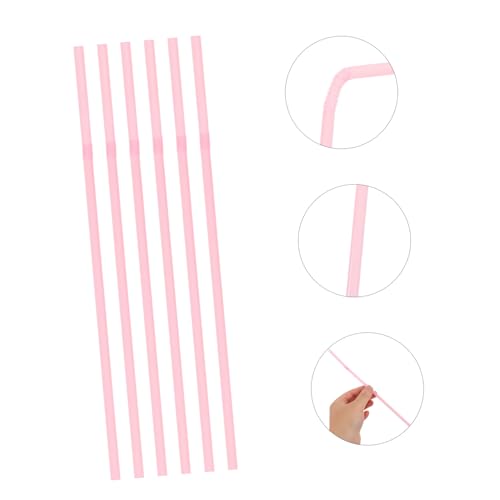 200 pitillos flexibles de plástico rosa miniatura 7