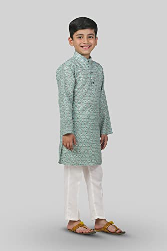 Image of AHHAAAA Kid's Ethnic Shirt Traditional Printed Long Sleeve Regular Wear Indian Kurta Pajama for Boys