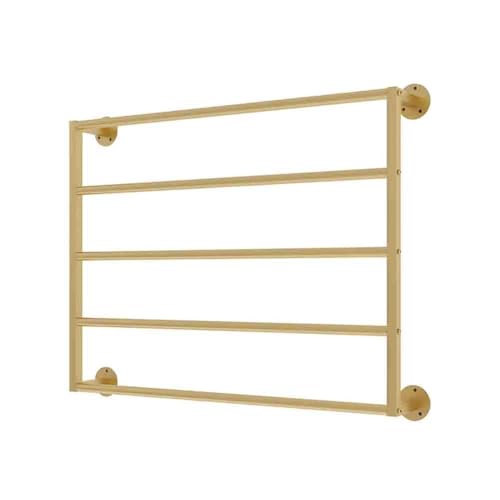 Estante de almacenamiento dorado y compacto de tela metálica con diseño de pared multifuncional