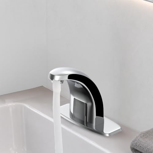 Image of RN Automatic Touchless Sensor Faucet for Wash Basin, Motion Sensor Bathroom Sink Tap, Hands-Free Smart Faucet with Chrome Finish, Water Saving Kitchen & Bath Fixture (Swan Neck.1)