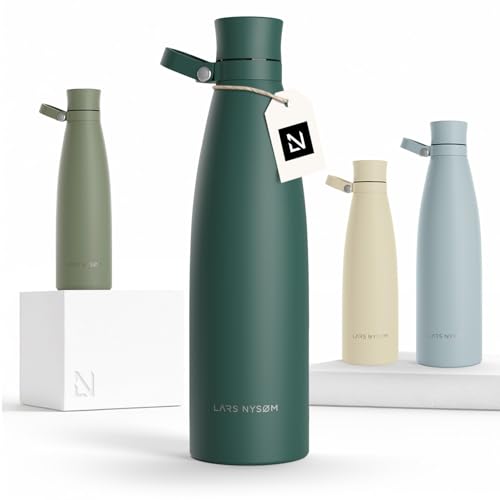 Image of LARS NYSOM Stainless Steel Insulated Water Bottle 25oz 34oz | Insulated Thermo Flask for Hot and Cold Beverages | Leakproof Drinking Bottle (Pine Green, 33.9oz)