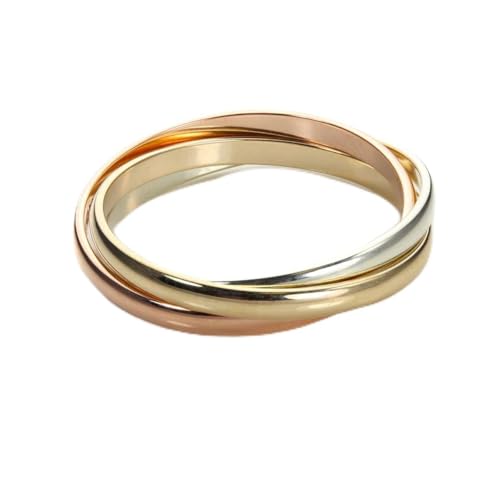 jewellerybox Anello a 3 anelli in oro giallo, bianco e rosa 9 carati, misura 50 - 60, Metallo