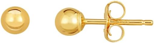 14k Solid Yellow Gold Shiny Ball Post Earrings Ball Earring for Women in