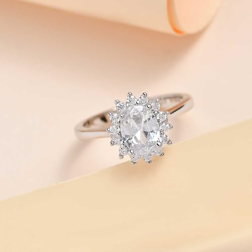 Image of Ornate Jewels 925 Sterling Silver American Diamond Halo Ring for Womens and Girls | With Certificate of Authenticity and 925 Stamp | Life-time Warranty*