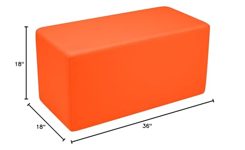 Image of Sprogs 18 inch H Structured Rectangle Stool -Flexible Modular Collaborative Soft Seating for Office, Home, Lounge and School Classrooms with Durable Frame -Orange