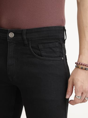 Image of WROGN Men's Cotton Blend Jeans | Solid | Slim Fit