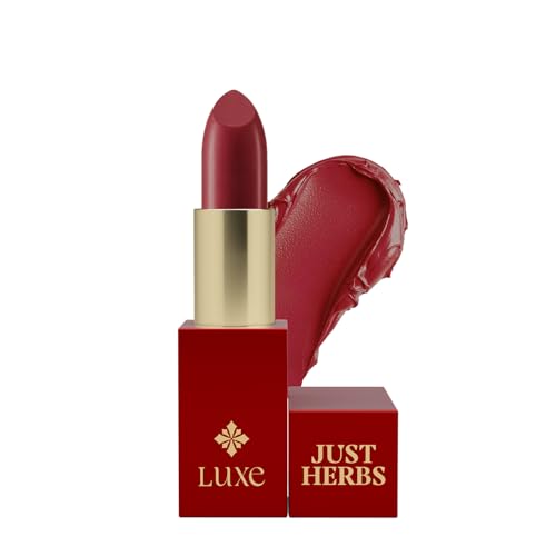 Image of Just Herbs Luxe Satin Melt High Shine Lipstick | Luxury Makeup | Ayurvedic Formula | Long Lasting Shine | Ayurvedic Lipstick - 4 gm (07 MIDNIGHT ROUGE)
