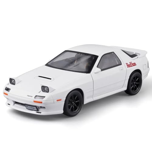 Image of die cast Metal Mazda RX7 die cast 1:24 Scale Model with Iconic popup Headlight with Light end Engine Sound Music for Boys and Adults. (White)