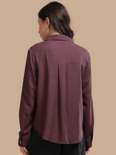 Image of Glam & Chique Women's Relaxed Fit Spread Collar Solid Casual Shirt S-2XL